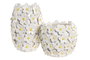 DKD Home Decor Jarrón Shabby Blanco Amarillo Margaritas Cerámica 21 x 18 x 21 cm