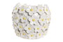 DKD Home Decor Jarrón de Cerámica Margaritas Blanco y Amarillo