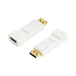 LogiLink Adaptador DisplayPort a HDMI con Bloqueo Macho a Hembra CV0057 Chapado en Oro