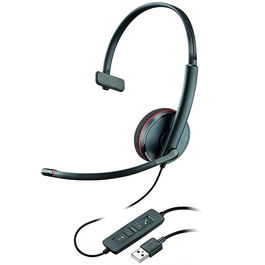 Poly Auriculares de Diadema Monoaural Blackwire C3210 con Micrófono y Control de Volumen, Cable USB-A, Negro