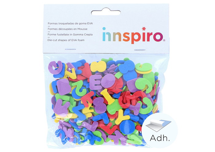 Innspiro Números 0-9 y Letras Mayúsculas de Goma EVA Adhesiva 20mm, 180 unidades