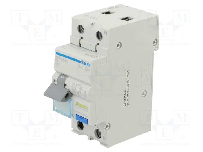 HAGER RCBO Interruptor de diversas marchas 6A 30mA 240VAC 1+N HAGER RCBO Interruptor de diversas marchas 6A 30mA 240VAC 1+N