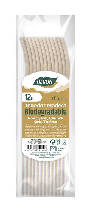 Algon Set de 12 Tenedores de Madera de 16 cm - Utensilio Reutilizable de Mesa (36 Unidades) Algon Set de 12 Tenedores de Madera de 16 cm - Utensilio Reutilizable de Mesa (36 Unidades)