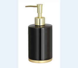 DKD Home Decor Dosificador Gres Metal 8x8x19 Negro y Dorado