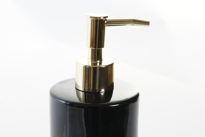 DKD Home Decor Dosificador Gres Metal 8x8x19 Negro y Dorado