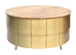 DKD Home Decor Mesa Centro Glam Dorado 90 x 90 x 45 cm Mango y Latón