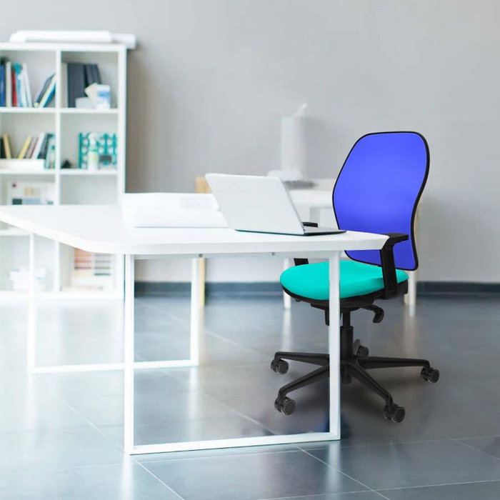 PIQUERAS Y CRESPO Silla de oficina Jorquera con mecanismo Sincro, Granate y Azul PIQUERAS Y CRESPO Silla de oficina Jorquera con mecanismo Sincro, Granate y Azul