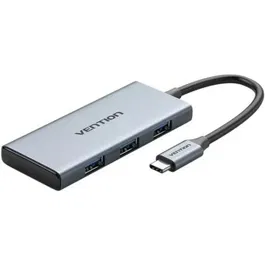 Vention TOOHB Adaptador USB-C a HDMI 4K, 3xUSB 3.0, Lector Tarjetas SD/TF, Gris