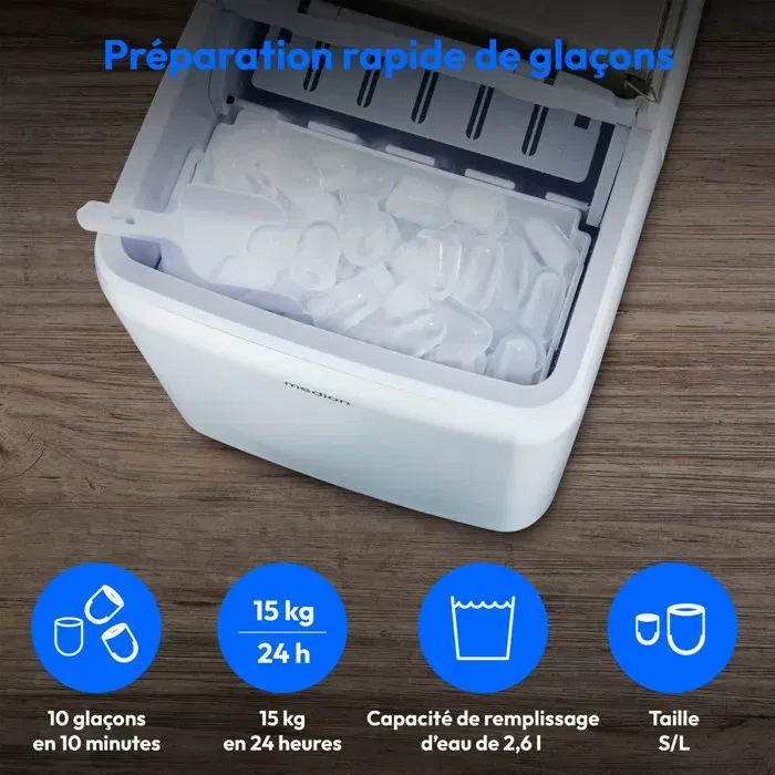 Medion MED1717433898386 Máquina para Fabricar Cubitos de Hielo, Tamaño Pequeño y Grande, Tanque de 2.6 Litros, Producción Rápida