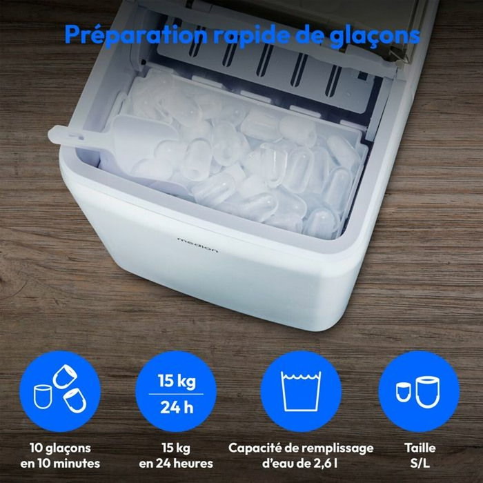Medion Máquina para Fabricar Cubitos de Hielo con Tanque de 2,6 Litros
