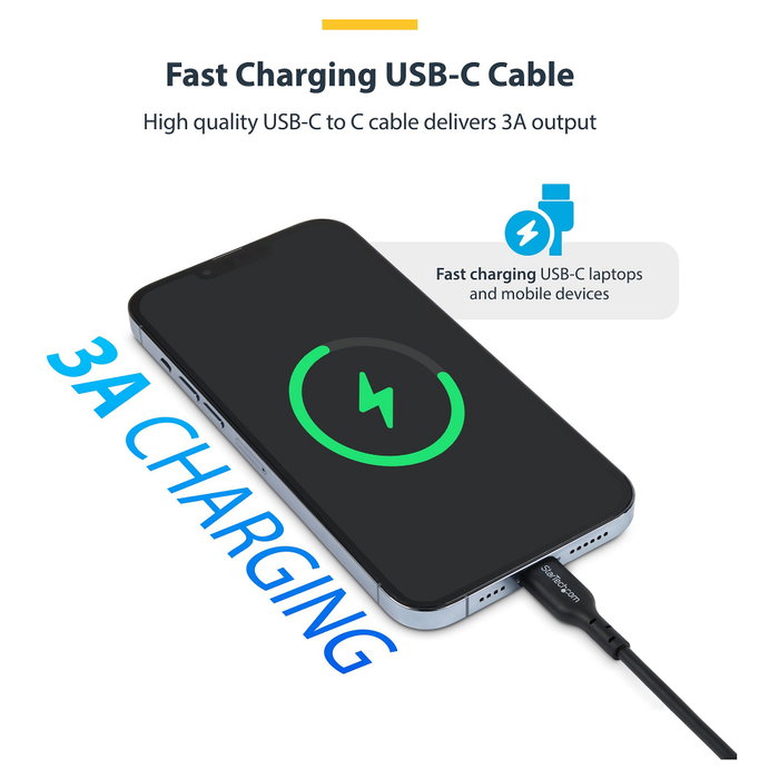 StarTech.com Paquete de 2 Cables USB-C de 1m, 60W/3A, Negro StarTech.com Paquete de 2 Cables USB-C de 1m, 60W/3A, Negro