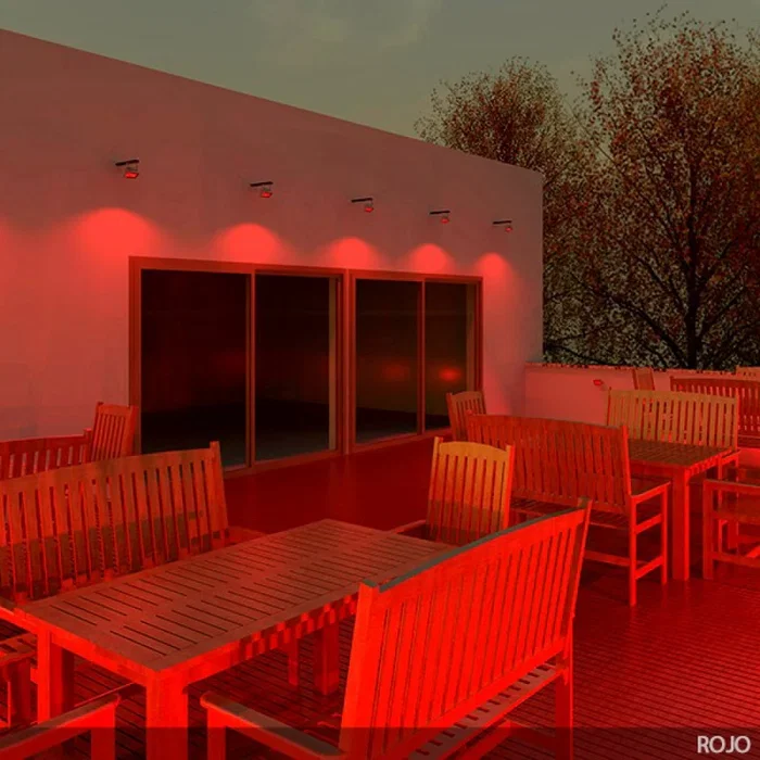 Brico Proyector LED Rojo 10W 850Lm IP65 40.000H, Foco para Exteriores e Interiores con Alta Eficacia, Aluminio, -20°C a 65°C