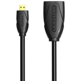 Vention Cable Alargador Micro HDMI a HDMI 4K ABBBF 1m Negro - Macho Micro HDMI a Hembra HDMI, Cobre Libre de Oxígeno