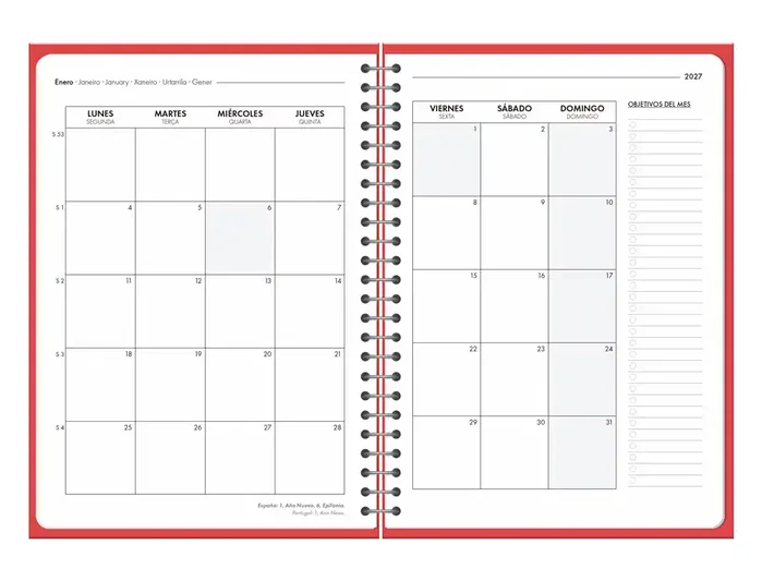 Liderpapel Agenda de oficina 2027 día por página A5 rojo