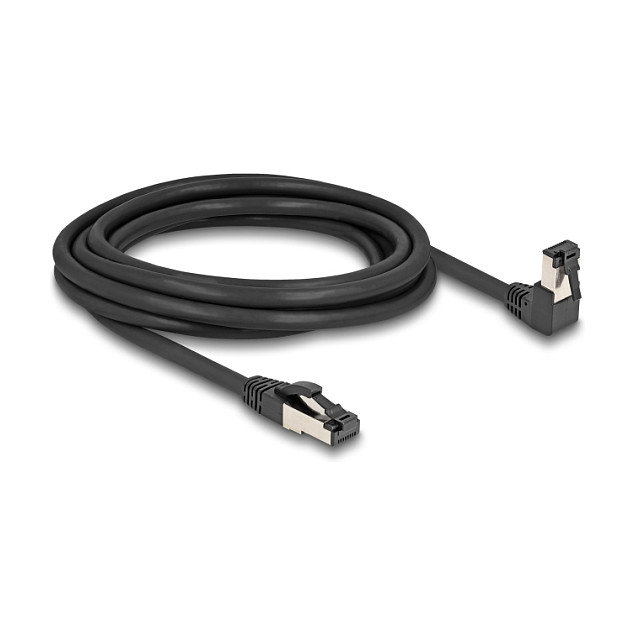 DeLOCK Cable de red RJ45 Cat.8.1 S/FTP 3 m Negro con conector angular