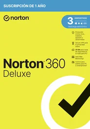 Norton Norton 360 Deluxe - Antivirus y Seguridad Internet, 1 Licencia/3 Dispositivos por 1 Año, Versión en Español, 25 GB Nube, VPN, Contraseñas, 3069