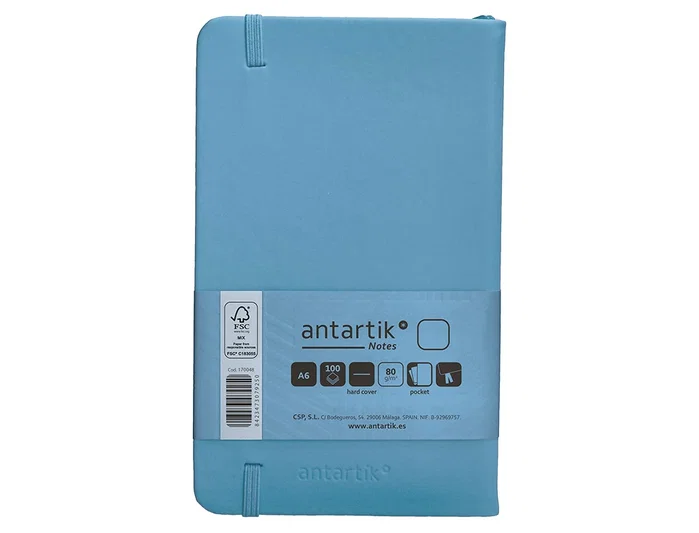 Antartik Cuaderno A6 Tapa Dura Hojas Lisas Azul Claro 100 Hojas 80gr FSC