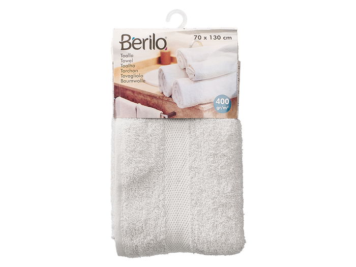Berilo Toalla Lisa de Algodón y Poliéster 70x130 cm en Color Gris Claro (Set de 12)