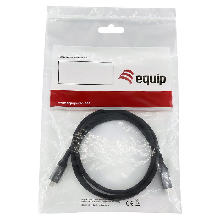 EQUIP Cable USB-C 4.0 a USB-C 128383, 2m, 5A/240W, 8K/60Hz, Negro