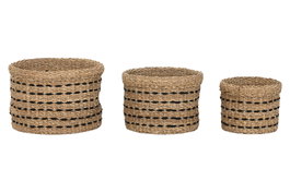 DKD Home Decor Set de 3 Cestas de Seagrass y Yute Natural
