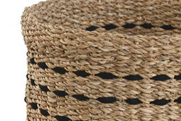DKD Home Decor Cesta Boho Natural Negro Seagrass Yute 45 x 45 x 30 cm Set 3 uds