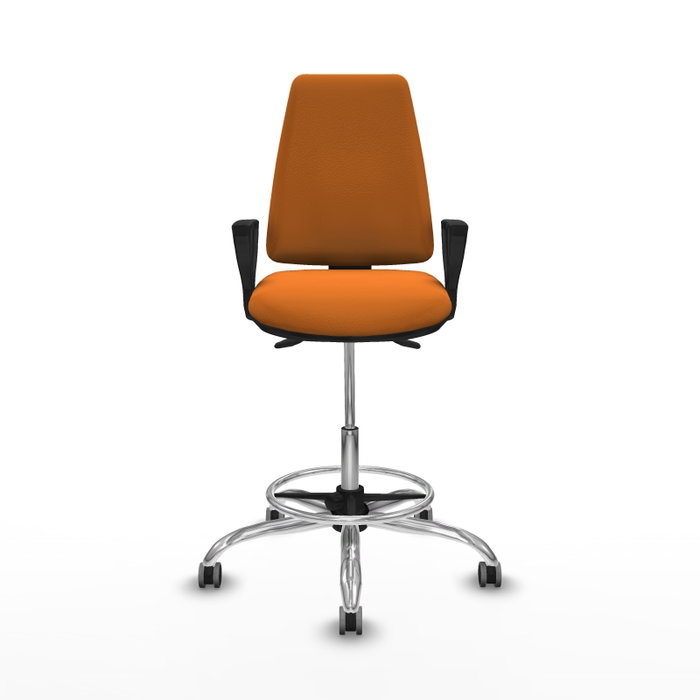PIQUERAS Y CRESPO Taburete Elche AS en similpiel naranja con base cromada