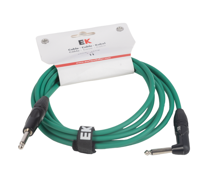Cable Ek Audio para Guitarra Jack Recto-Acodado 3M Verde Cable Ek Audio para Guitarra Jack Recto-Acodado 3M Verde