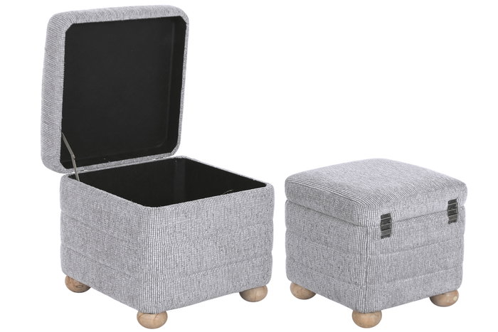 DKD Home Decor Set de 2 Reposapiés con Almacenaje Interior, Gris Claro y Marrón DKD Home Decor Set de 2 Reposapiés con Almacenaje Interior, Gris Claro y Marrón