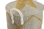 DKD Home Decor Set de 2 Cestas de Seagrass y Algodón Coral y Amarillo
