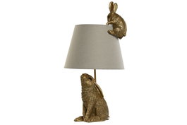 DKD Home Decor Lámpara de Sobremesa Resina Conejos Dorado y Beige