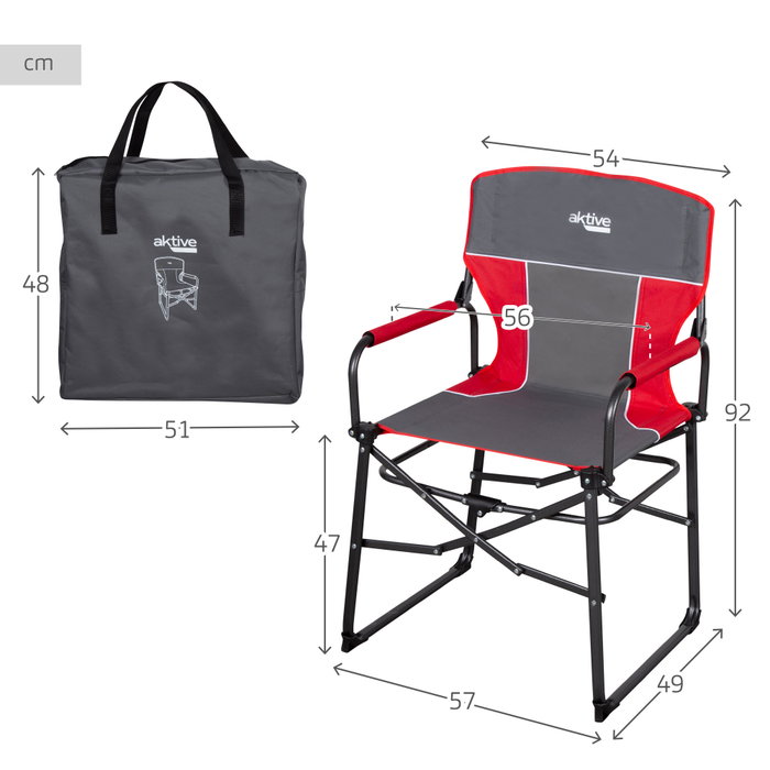 Aktive Silla plegable de camping director antivuelco gris