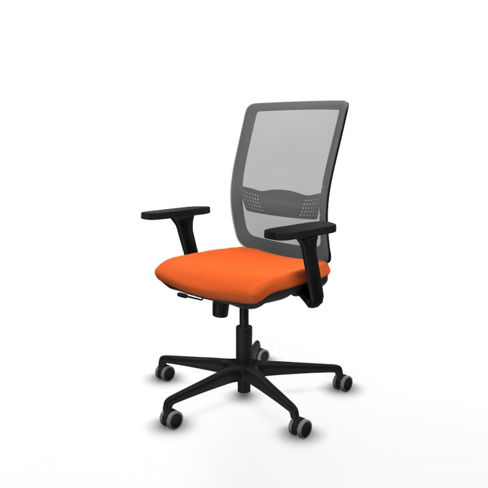 PIQUERAS Y CRESPO Silla de oficina Haches con mecanismo Sincro/Traslack, Tela Naranja y Malla Gris