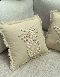Aberto Design DEN005 Funda de Cojín Beige 43x43 cm 50% Algodón 50% Concha Marina