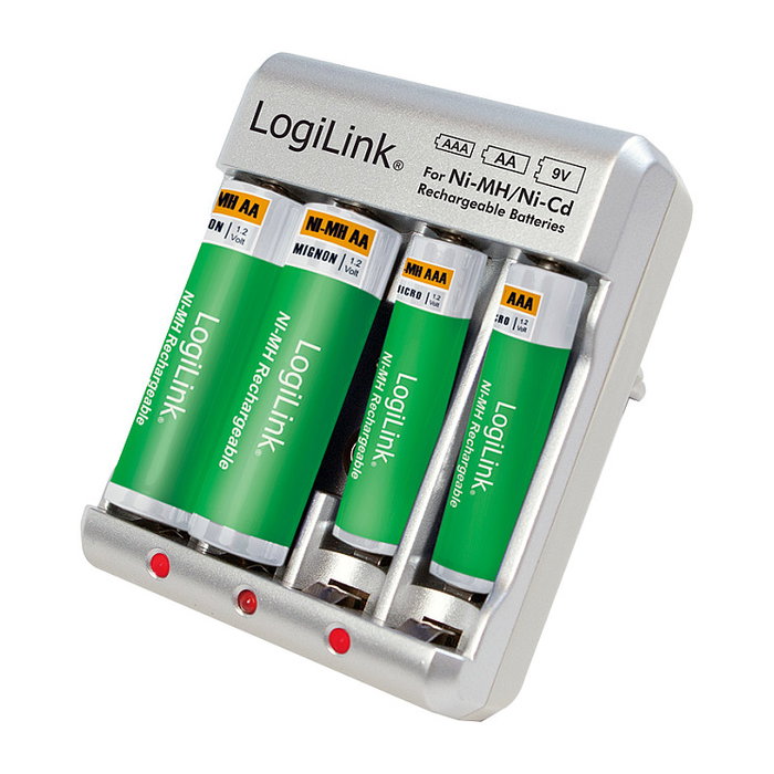 LogiLink Cargador de Baterías para 4x AA o 4x AAA y 1x 9V LogiLink Cargador de Baterías para 4x AA o 4x AAA y 1x 9V