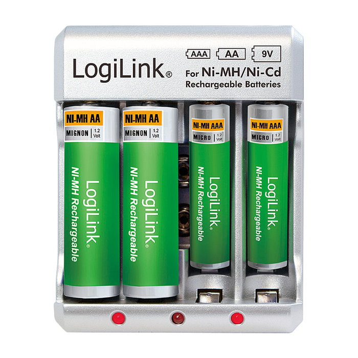 LogiLink Cargador de Baterías para 4x AA o 4x AAA y 1x 9V LogiLink Cargador de Baterías para 4x AA o 4x AAA y 1x 9V