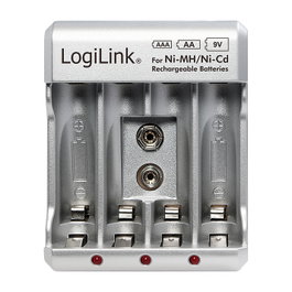 LogiLink Cargador de Baterías para 4x AA o 4x AAA y 1x 9V