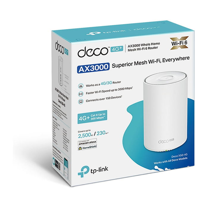 TP-Link Deco X50-4G Enrutador de Malla Wi-Fi 6 Doble Banda con Conectividad 4G Blanco TP-Link Deco X50-4G Enrutador de Malla Wi-Fi 6 Doble Banda con Conectividad 4G Blanco
