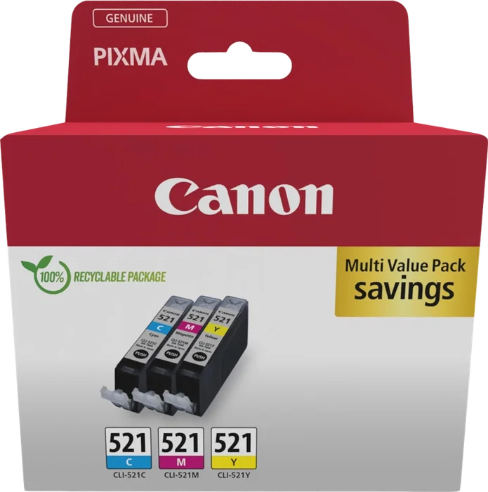 Canon CLI-521 Multipack de Cartuchos de Tinta (Cian, Magenta, Amarillo) Original Canon CLI-521 Multipack de Cartuchos de Tinta (Cian, Magenta, Amarillo) Original