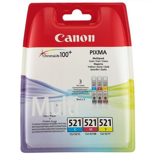 Canon CLI-521 Multipack de Cartuchos de Tinta (Cian, Magenta, Amarillo) Original Canon CLI-521 Multipack de Cartuchos de Tinta (Cian, Magenta, Amarillo) Original