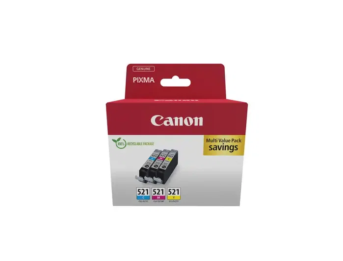 Canon CLI-521 Multipack de Cartuchos de Tinta (Cian, Magenta, Amarillo) Original Canon CLI-521 Multipack de Cartuchos de Tinta (Cian, Magenta, Amarillo) Original