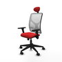 PIQUERAS Y CRESPO Silla de oficina Motilla con mecanismo Sincro, Rojo y Blanco