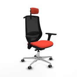 PIQUERAS Y CRESPO Silla de oficina Mardos Naranja oscuro/Negro con mecanismo Sincro/Traslack, brazos 3D y cabecero 2D