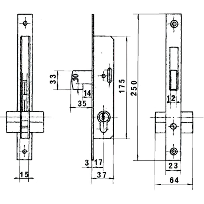 LINCE Cerradura 5582n para Puerta Corredera con Gancho 17 mm LINCE Cerradura 5582n para Puerta Corredera con Gancho 17 mm