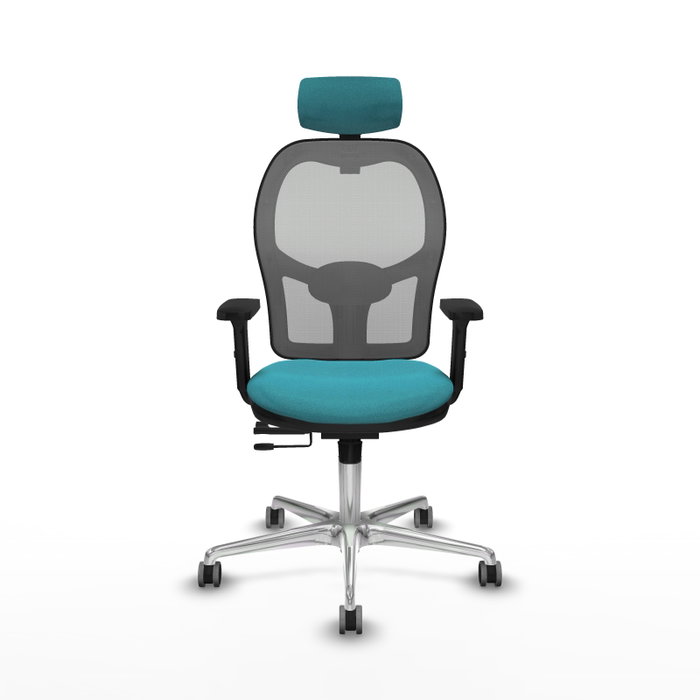 PIQUERAS Y CRESPO Silla de oficina Jorquera con mecanismo Sincro/Traslack, Tela Turquesa y Malla Gris PIQUERAS Y CRESPO Silla de oficina Jorquera con mecanismo Sincro/Traslack, Tela Turquesa y Malla Gris