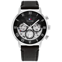 Tommy Hilfiger 1710565 Reloj para Hombre con Correa de Cuero Negro