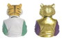 DKD Home Decor Figura de Resina Tigre Chicle Multicolor y Dorado