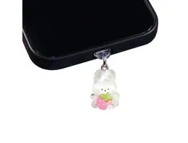 Wondee Charm Funny Protege y Decora tu Móvil con Conejito Blanco, Protege Puerto de Carga Tipo-C/Lightning del Polvo, Accesorio y Charm para Smartphone, Blanco