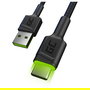 Green Cell KABGC06 - Cable de Carga USB 3.0 A a USB-C de 1.2m, Negro con Indicador LED Verde, 480 Mbit/s