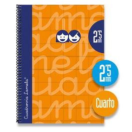 Lamela Bloc Tapa Forrada 4º 80H Cuadrovia 2,5 Mm Naranja (Set de 5)