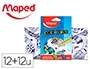 Maped Set para Colorear 12 Rotuladores Long Life + 12 Lápices Strong, Estuche de Tela